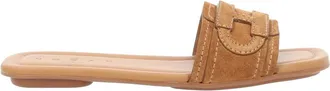 Hogan Flat Calf Leather Stitched Logo Sandals