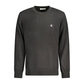 Calvin Klein Hoodies & sweatvesten, Heren, Zwart, S, Katoen, Klassieke Zwarte Katoenen Crew Neck Sweater