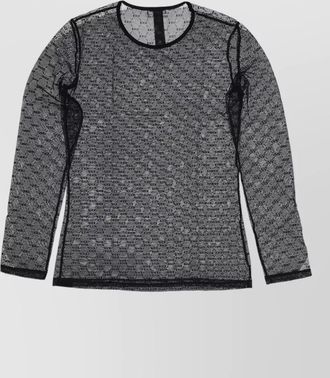 Dsquared2 long sleeve round neck geometric top sheer