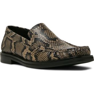 Steve Madden Chester Snake Embossed Leather Loafer in Grey Snake at Nordstrom, Size 10.5