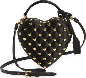 Moschino Love Me Studded Satin Crossbody Bag in Black at Nordstrom