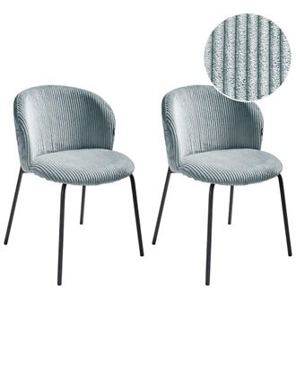 Beliani Conjunto de 2 sillas de comedor pana azul claro