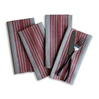 Solino Home Linen Dinner Napkins - Farmhouse, 20 x 20 in Red And Natural at Nordstrom, Size Large