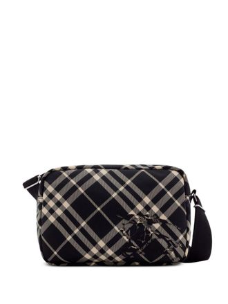 Burberry Geruite crossbodytas met EKD-applicatie - Zwart