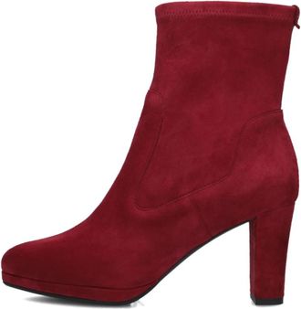 Peter Kaiser Rode Su&egrave;de Enkellaarsjes Klassieke Stijl - Dames - Laarzen met Hak - Rood - 37 EU - Su&egrave;de - Schoenen