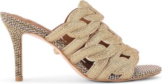 Kurt Geiger Womens Crystal Chain Mule Mules - Gold Fabric - Size UK 4