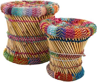 Wanderlust Deco Wanderlust Deco - Set 2 Taburetes De Bamb&uacute; Multicolor