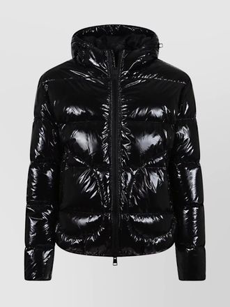 Herno shiny lacquer bomber jacket with quilted texture