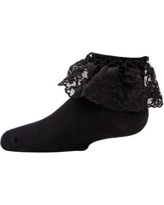 MeMoi Petite Floral Lace Anklet Socks in Black at Nordstrom, Size 6-12M