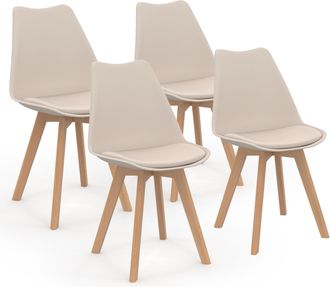 IDMarket Set Di 4 Sedie Da Pranzo Scandinave Sara Beige