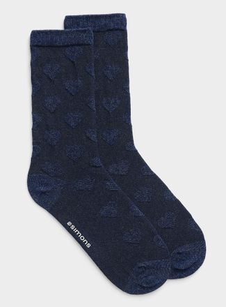 Simons Womens Embossed heart socks