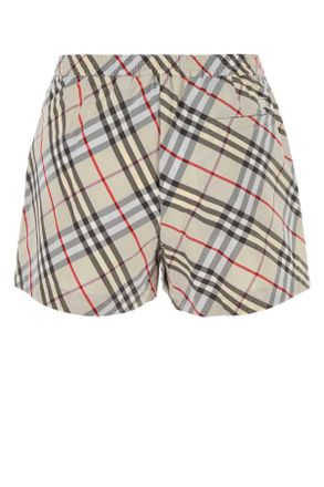 Burberry Womens Embroidered Poplin Shorts Chippingipcheck Exterior: Cotton