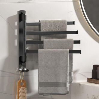 OEM Toallero Mural De 4 Barras, Giratorio 180&deg;, Fabricado En Acero Inoxidable Sus304, 33 Cm, Para Ba&ntilde;o O Fregadero De Cocina - Negro-crezuo