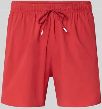 HUGO BOSS Badeshorts mit Label Stitching Modell ICONIC in Rot, Gr&ouml;&szlig;e XXL