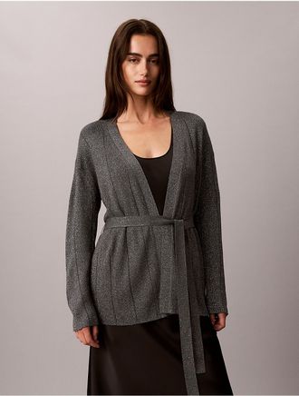 Calvin Klein Womens Shine Blend Cardigan - Grey - XS
