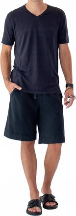 Crossley Linen V-Neck T-Shirt In Blue