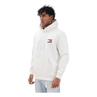 Tommy Jeans Hoodies & sweatvesten, Heren, Wit, S, Katoen, Logo Hoodie met trekkoord