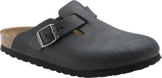 Birkenstock Boston Clog in Black Nubuck Leather Men Slip-On