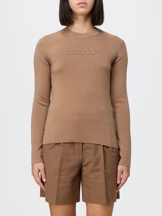 Max Mara Maglia girocollo slim fit in pura lana vergine con logo tono su tono