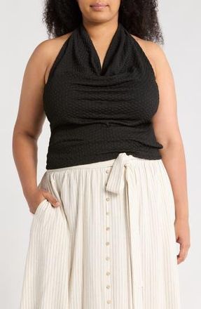 Renee C Textured Knit Halter Top in Black at Nordstrom Rack, Size 2X