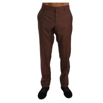 Dolce & Gabbana Chinos, male, Brown, Size: 2XL Brown Wool Silk Formal Trousers Pants