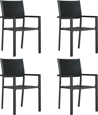vidaXL Vidaxl - Sillas De Jard&iacute;n 4 Unidades Pl&aacute;stico Con Aspecto De Rat&aacute;n Negro