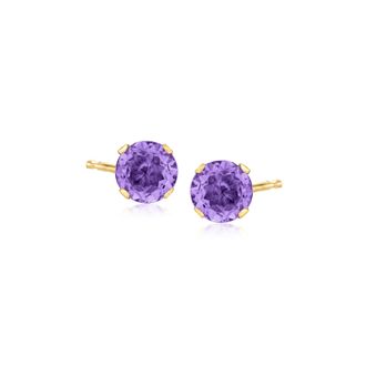 Ross-Simons Amethyst Stud Earrings in 14kt Yellow Gold
