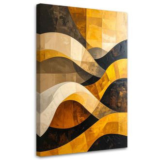 Feeby Impresi&oacute;n De Imagen, Abstracci&oacute;n L&iacute;neas Formas Amarillo Negro Dorado, 80x120