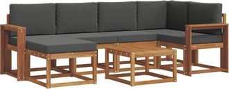 vidaXL Conjunto De Sof&aacute;s De Exterior 7 Uds. Natural Y Antracita Vidaxl