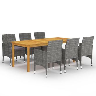 vidaXL Juego De Comedor De Jard&iacute;n De 7 Piezas Gris Vidaxl