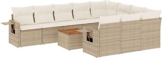vidaXL Set De Sof&aacute;s De Jard&iacute;n 11pzas Con Cojines Rat&aacute;n Sint&eacute;tico Beige Vidaxl
