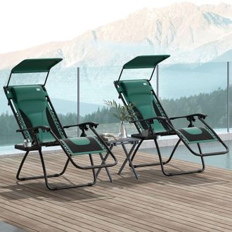OUTSUNNY 2 Pcs Zero Gravity Lounger Chair, Folding Reclining Chair, Green | Size: 2 Pack