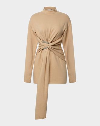 Et Ochs Poala Draped Mock-Neck Knit Mini Dress