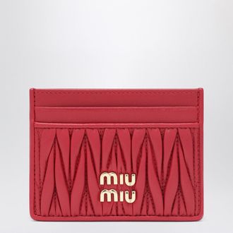 Miu Miu Red matelass&eacute; nappa card holder