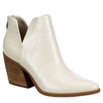 Michael by Michael Shannon Aubrey - Womens Block Heel Pointed Toe Zip Up Bootie, Ivory, 7.5 UK