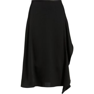 Theory Satin Midi Skirt in Black at Nordstrom, Size 10