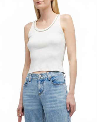 Alice & Olivia Allen Embellished Tank Top In White