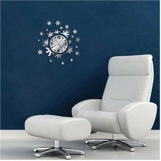 Trade Shop Trade Shop - Orologio Da Parete Adesivo 3d Sticker Componibile Effetto Specchio Floreale