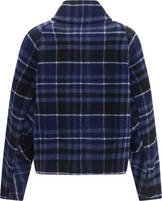 Pinko Womens Campanula Check Double-Cloth Caban Mult.nero-Blu Merino Wool Ovis Aries; Nylon Jacket Mult.nero/blu