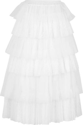 Red Valentino Layered Midi Skirt - Dames - Midirokken - Wit - M - Polyester - Rokken
