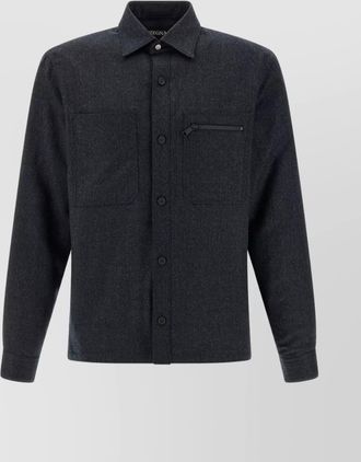 Ermenegildo Zegna merino wool overshirt featuring pockets