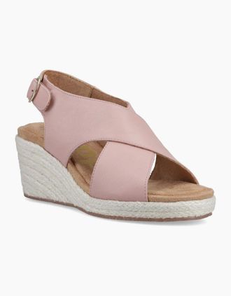 Hush Puppies Womens Willow Rattan Womens Wedge Sandals - Pink - Size: 4
