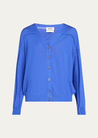 Christopher John Rogers Lightweight Silk-Blend V-Neck Cardigan