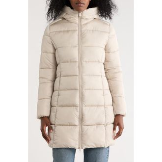 Save The Duck Ludo Hooded Puffer Jacket in Rainy Beige at Nordstrom Rack, Size 6(Xl)