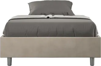 ITYhome Letto una piazza e mezza rivestito in Microfibra - AZELIA - Dimensione Rete: 110x190 - Colore: Beige - Tipologia Letto: Senza Rete