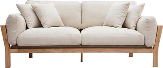 Miliboo Sof&aacute; 3 Plazas Blanco Crema Patas Madera Kyo