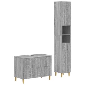 vidaXL Juego De Gabinete De Ba&ntilde;o De 2 Piezas Delft Sonoma Gris Vidaxl