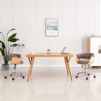 vidaXL Vidaxl - Silla De Comedor Giratoria De Madera Curvada Y Tela Gris Taupe