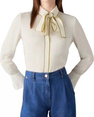 L.k. Bennett Elisa Crepe Blouse In Cream/green Piping