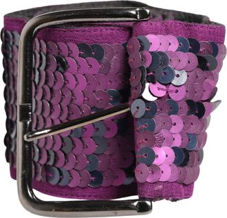 Gianfranco Ferre Women Sequined Metal Buckle Womens Belt